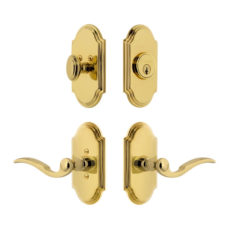 Arc Short Plate Entry Set with Bellagio Lever in Lifetime Brass