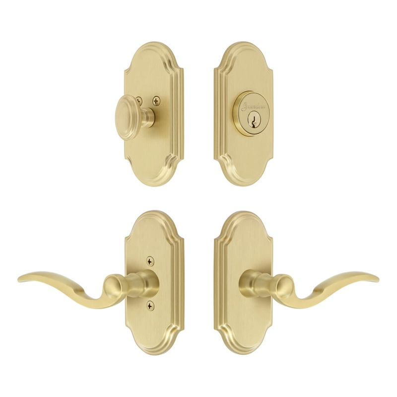 Arc Short Plate Entry Set with Bellagio Lever in Satin Brass