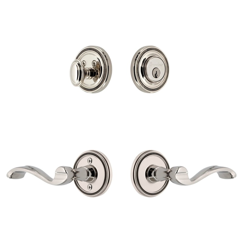 Soleil Rosette Entry Set with Portofino Lever in Polished Nickel