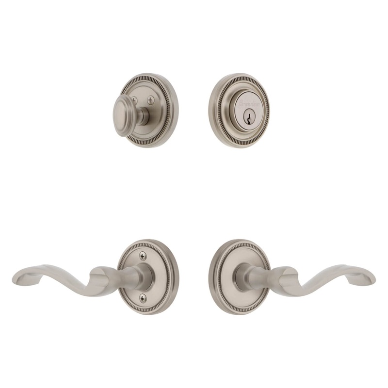 Soleil Rosette Entry Set with Portofino Lever in Satin Nickel