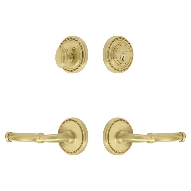 Soleil Rosette Entry Set with Soleil Lever in Satin Brass