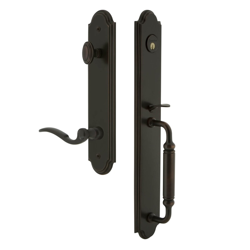 Arc One-Piece Handleset with C Grip and Bellagio Lever in Timeless Bronze
