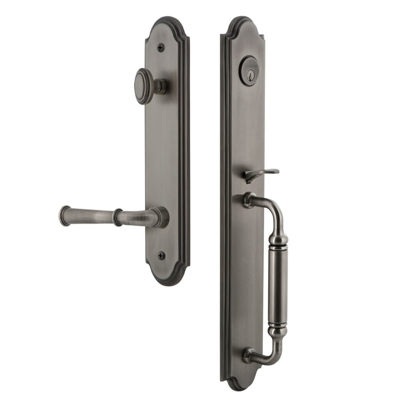 Arc One-Piece Handleset with C Grip and Georgetown Lever in Antique Pewter