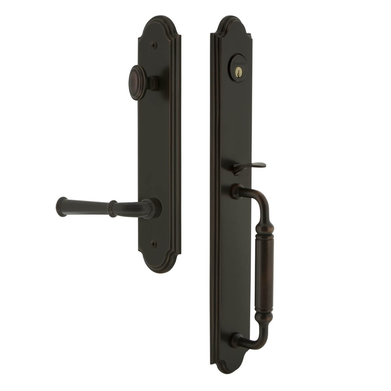 Arc One-Piece Handleset with C Grip and Georgetown Lever in Timeless Bronze