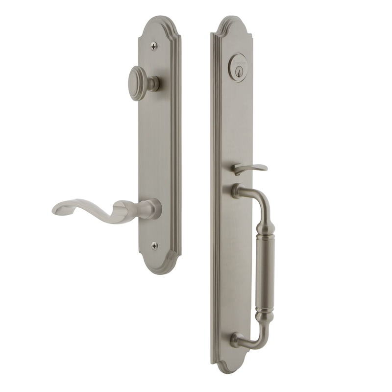 Arc One-Piece Handleset with C Grip and Portofino Lever in Satin Nickel
