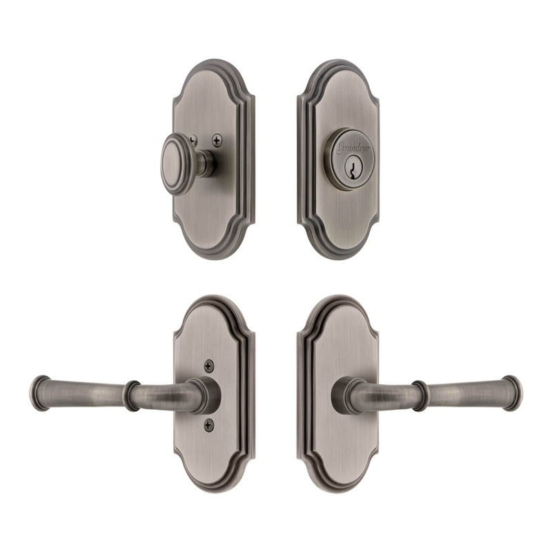 Arc Short Plate Entry Set with Georgetown Lever in Antique Pewter