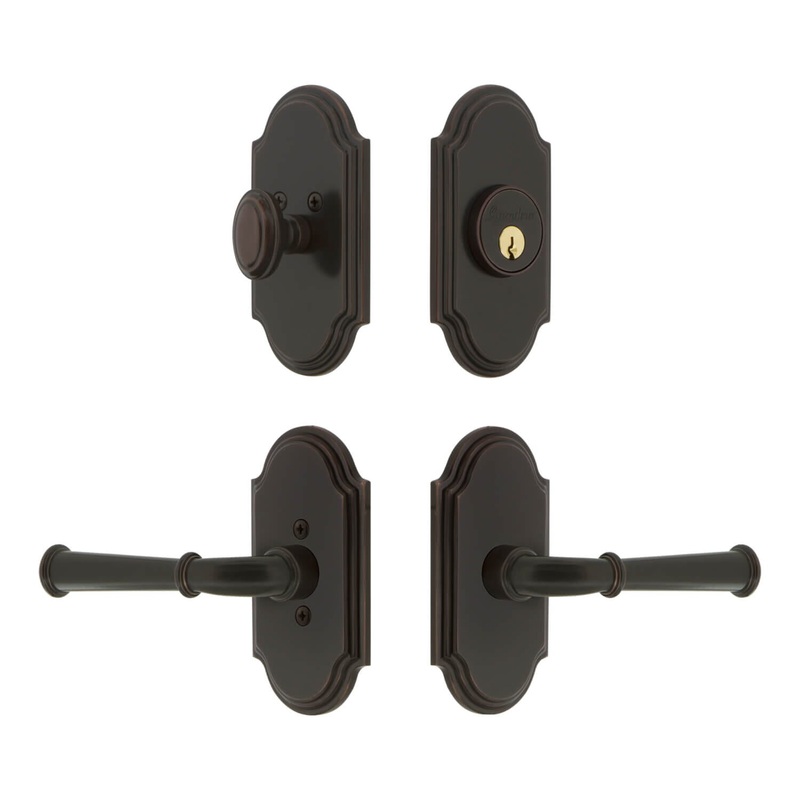 Arc Short Plate Entry Set with Georgetown Lever in Timeless Bronze
