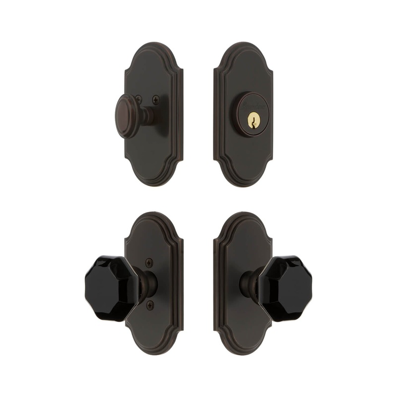 Arc Short Plate Entry Set with Lyon Knob in Timeless Bronze