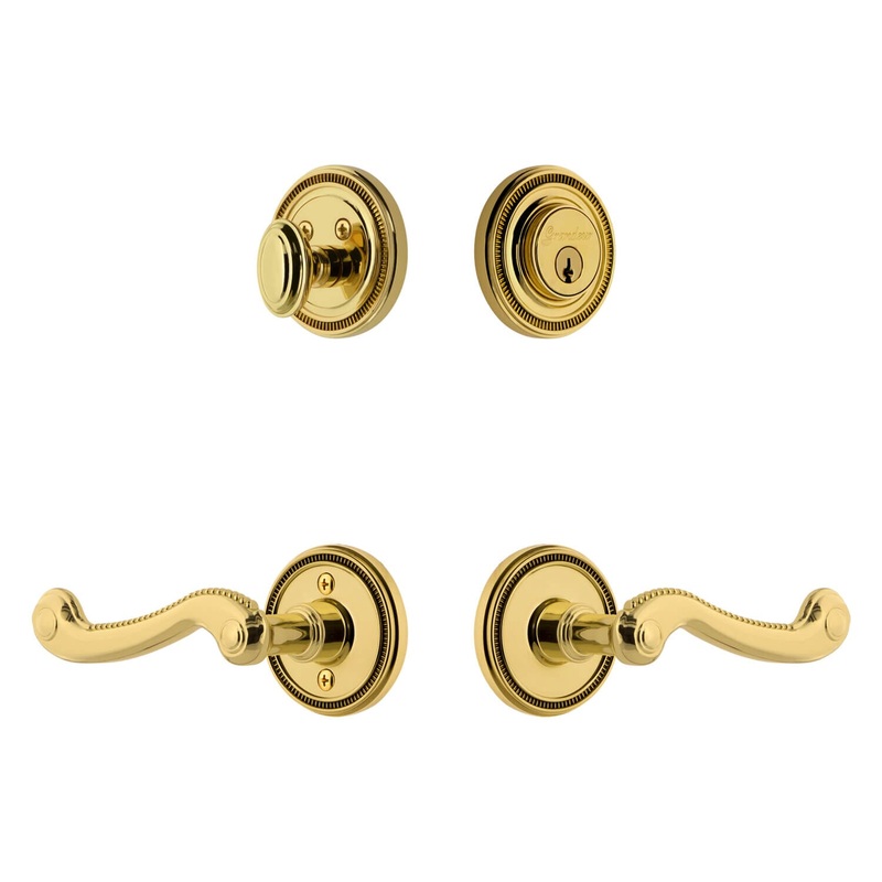 Soleil Rosette Entry Set with Newport Lever in Lifetime Brass