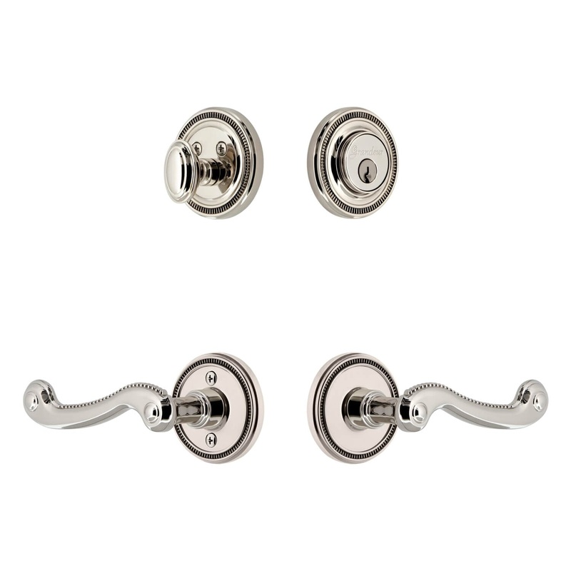 Soleil Rosette Entry Set with Newport Lever in Polished Nickel