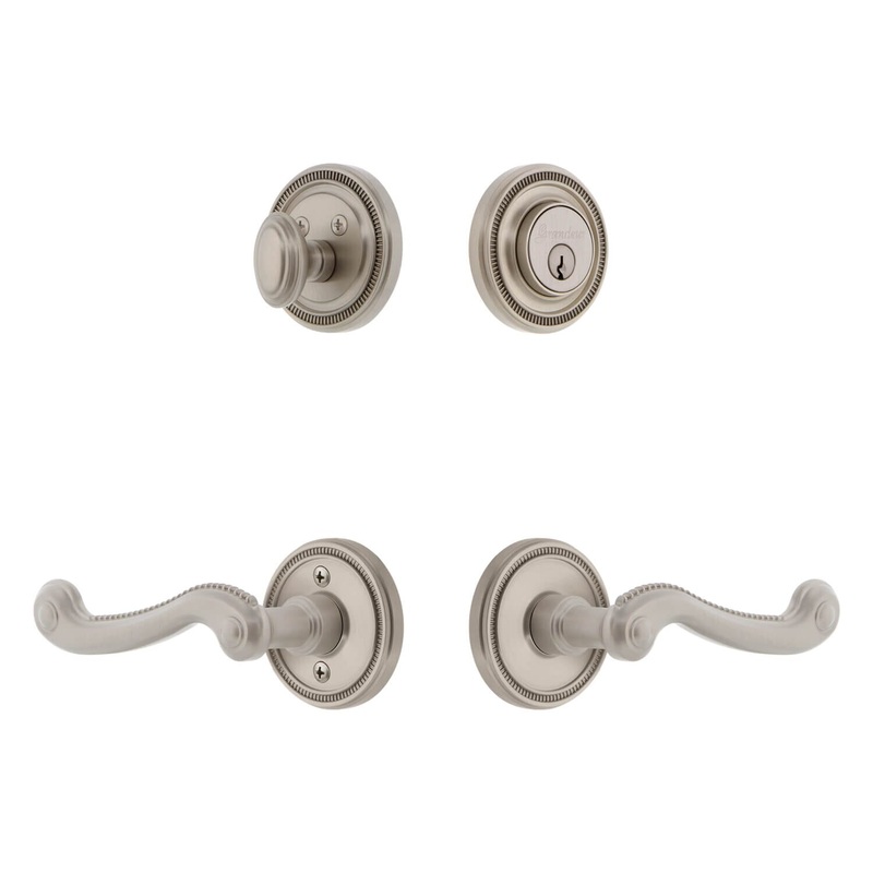 Soleil Rosette Entry Set with Newport Lever in Satin Nickel