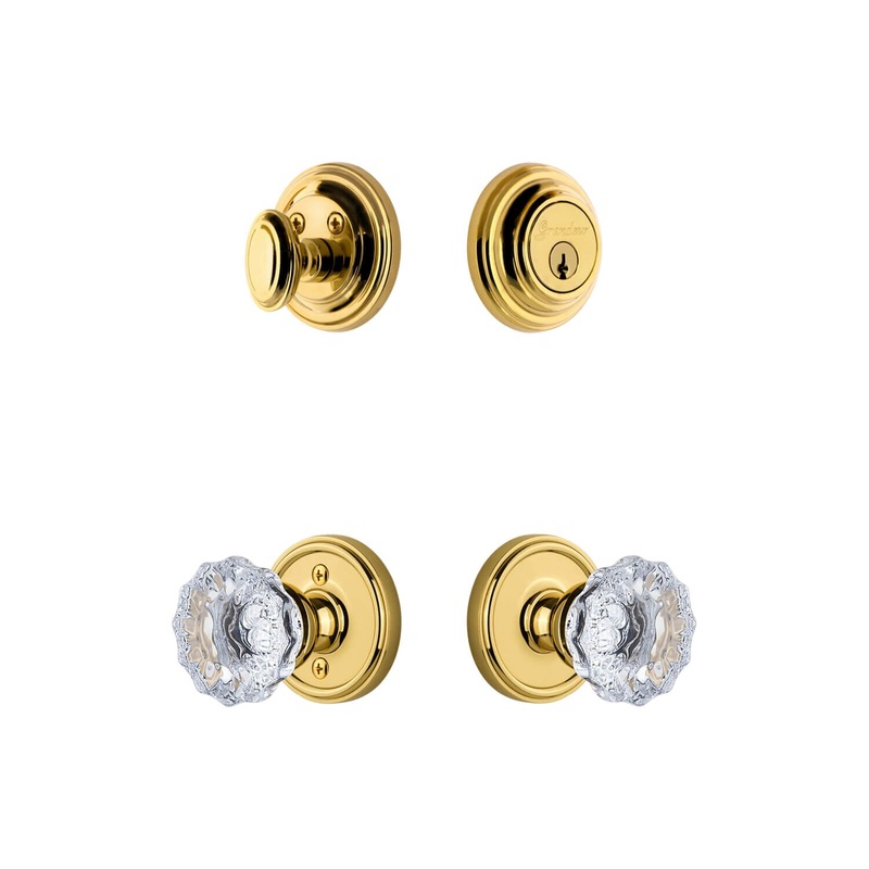 Georgetown Rosette Entry Set with Fontainebleau Crystal Knob in Lifetime Brass