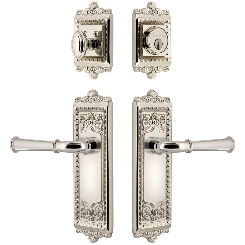 Windsor Long Plate Entry Set with Georgetown Lever in Polished Nickel