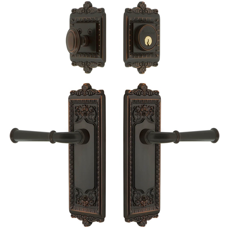Windsor Long Plate Entry Set with Georgetown Lever in Timeless Bronze