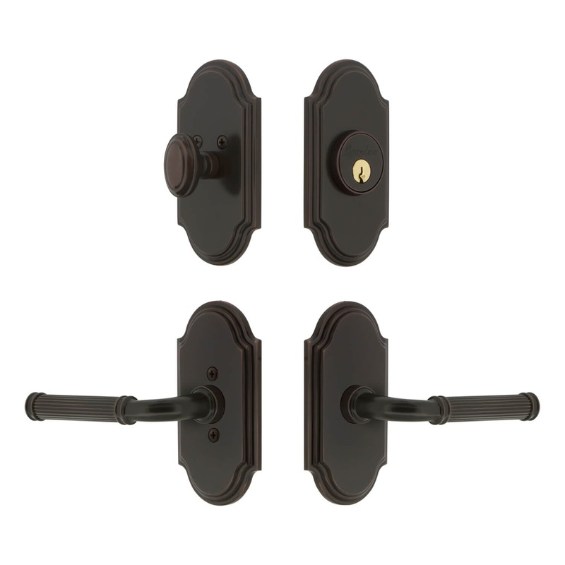 Arc Short Plate Entry Set with Soleil Lever in Timeless Bronze
