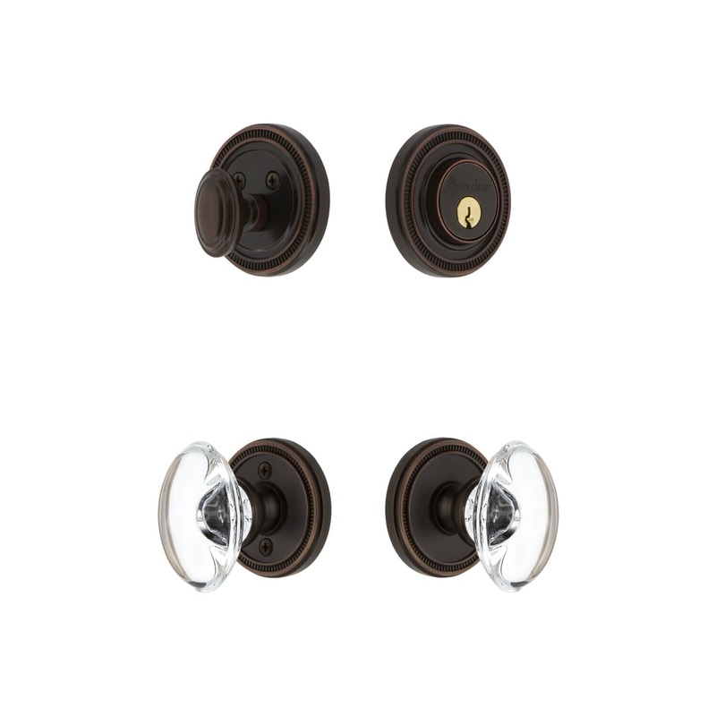 Soleil Rosette Entry Set with Provence Crystal Knob in Timeless Bronze