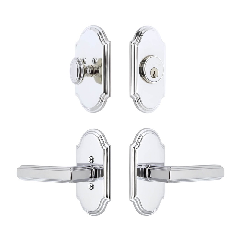 Arc Short Plate Entry Set with Carre Lever in Bright Chrome
