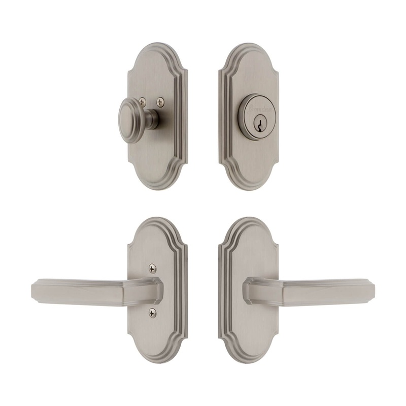 Arc Short Plate Entry Set with Carre Lever in Satin Nickel