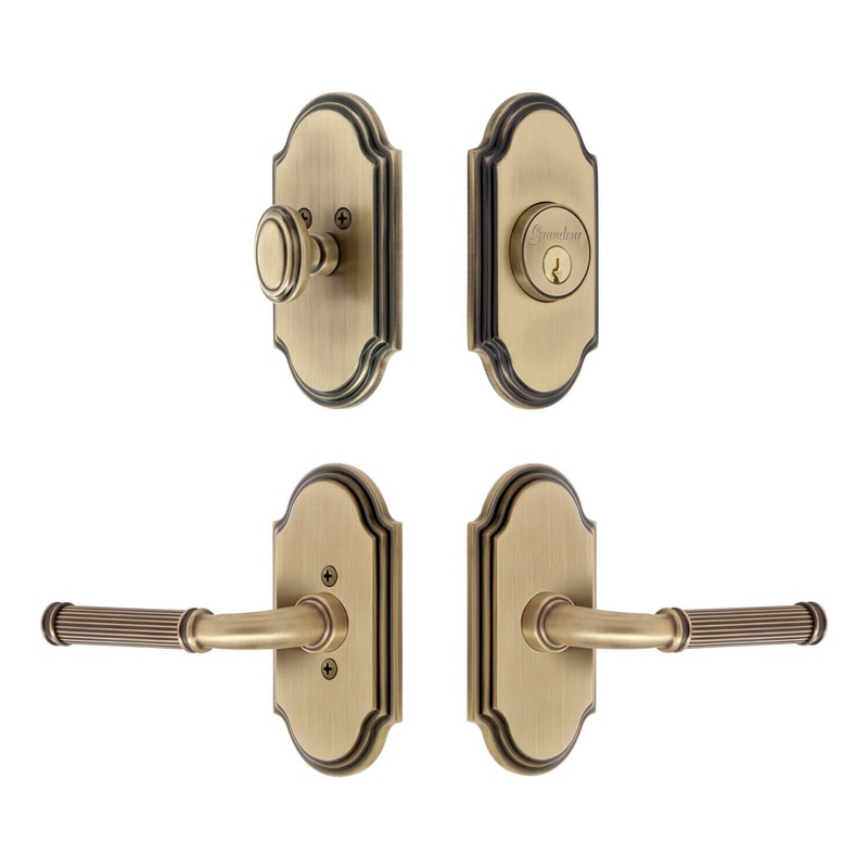 Arc Short Plate Entry Set with Soleil Lever in Vintage Brass