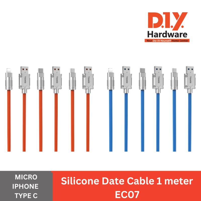 YOOKIE by DIY Hardware Silicone Date Cable 1 meter EC07 – Micro, Iphone, Type C