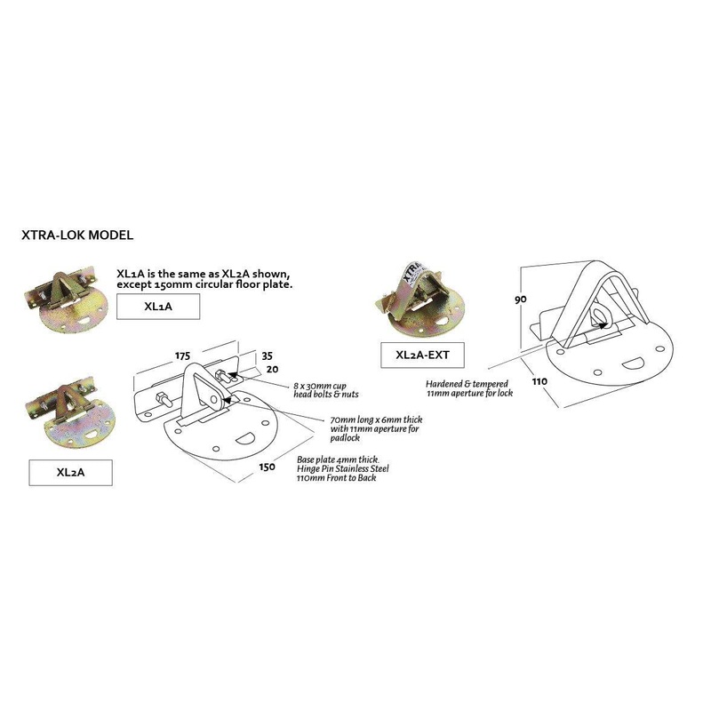 Xtratec Xl2a Moon Base Roller Door Lock, Internal Fixing, Stainless Steel