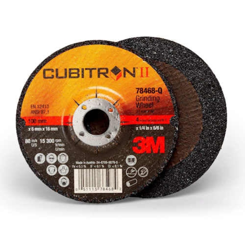 3M Cubitron II Depressed Center Grinding Wheel, 78467, T27, black, 5 in x 1/4 in x 7/8 in