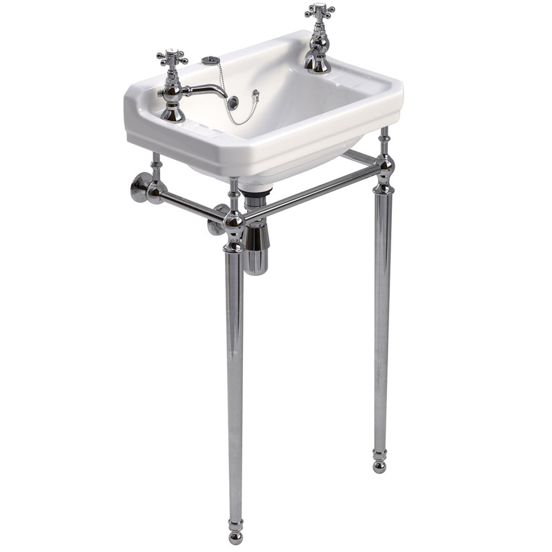 WESTBURY 2 Tap Hole Wash Basin & Washstand Chrome